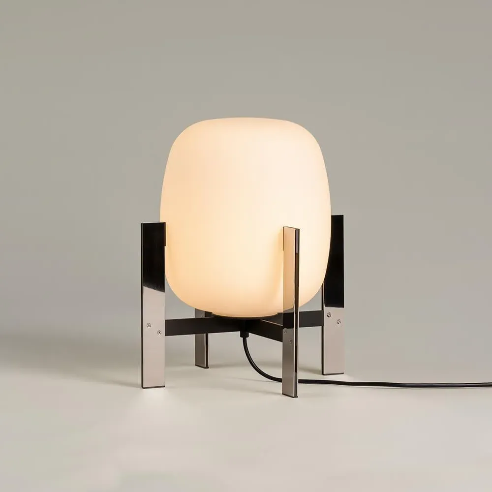 Small Table Lamp with Opal Globe - Metal image