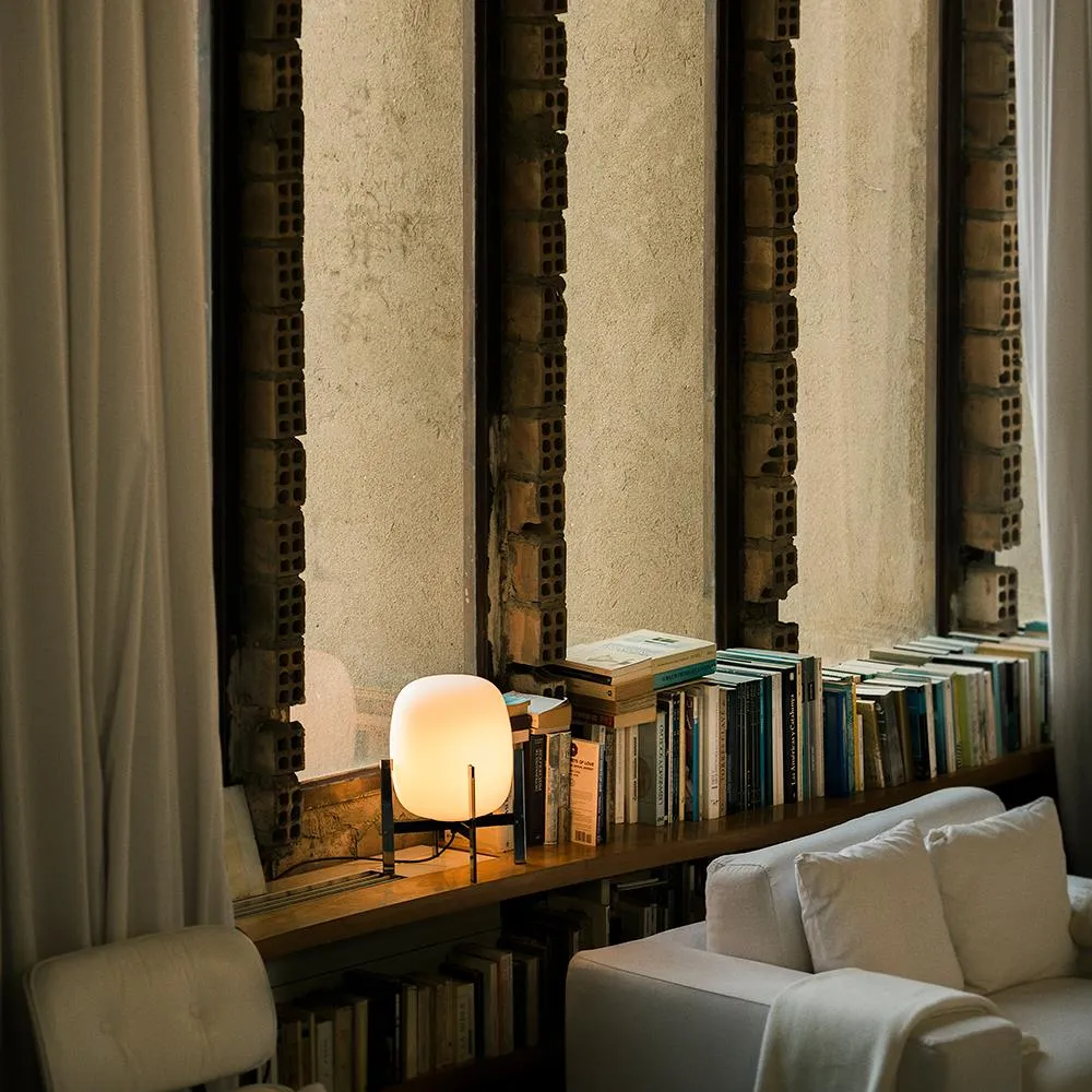 Standard Table Lamp with Opal Globe - Metal