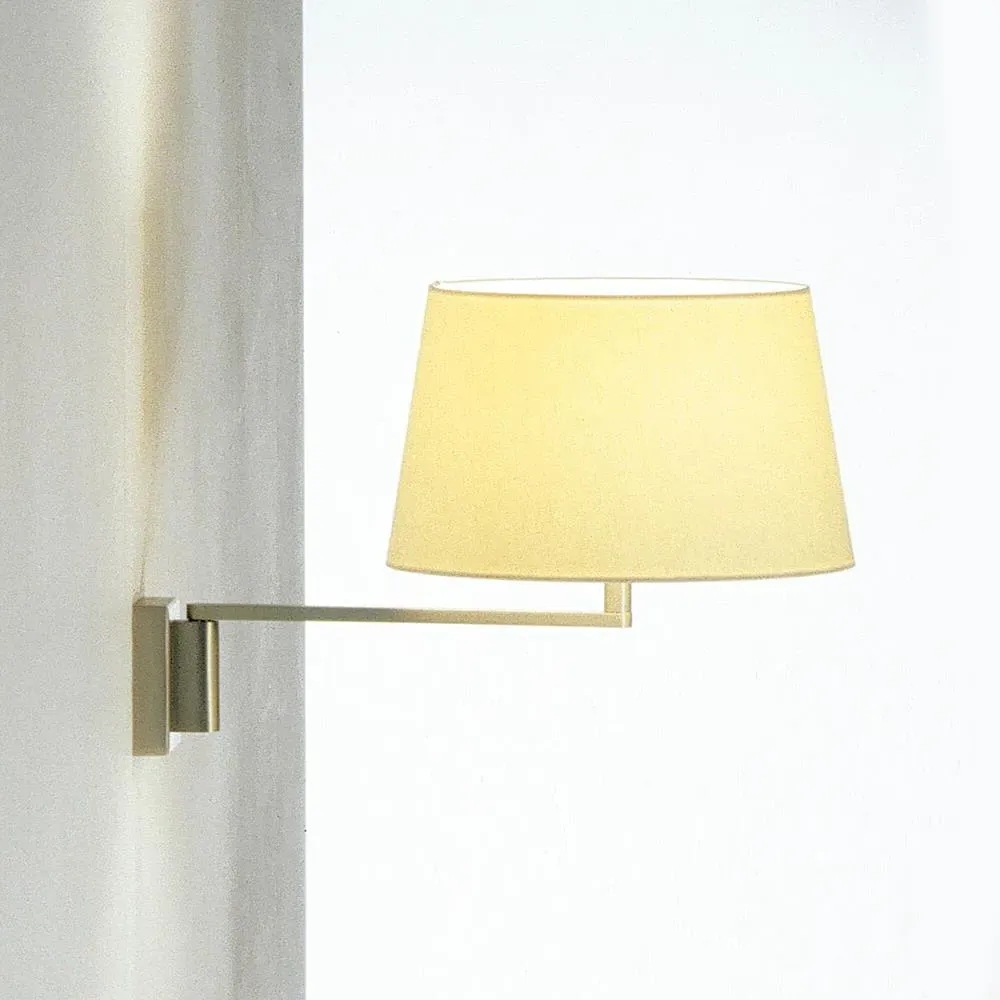 Swing Arm Wall Lamp - White, Linen Shade