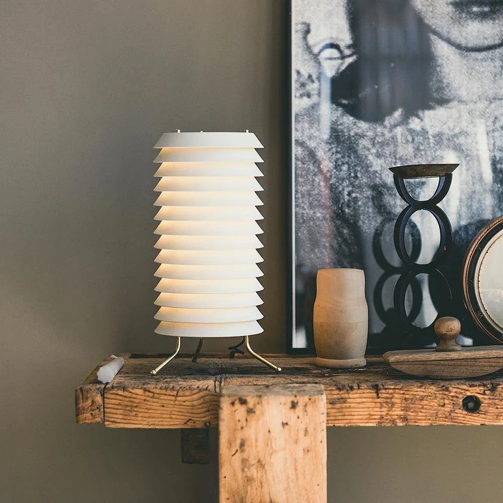 Table Lamp with Disc Design - White, Metal