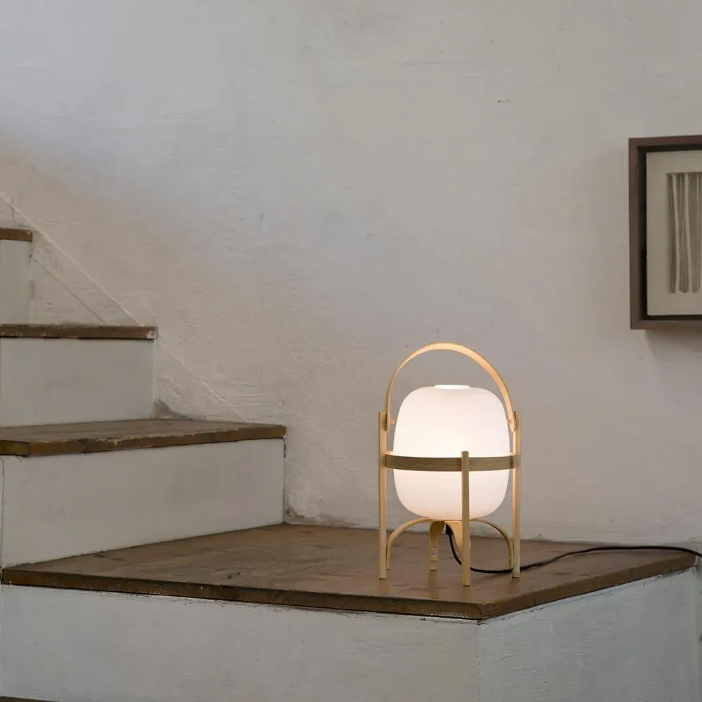 Table Lamp with Opal Globe - White, Glass