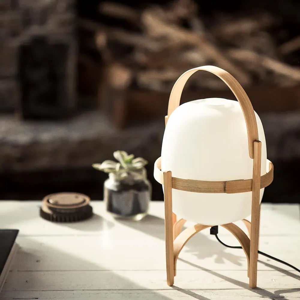 Table Lamp with Opal Globe - White, Glass