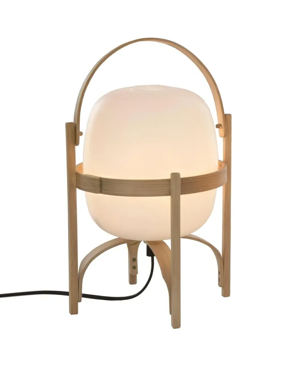 Table Lamp with Opal Globe - White, Glass