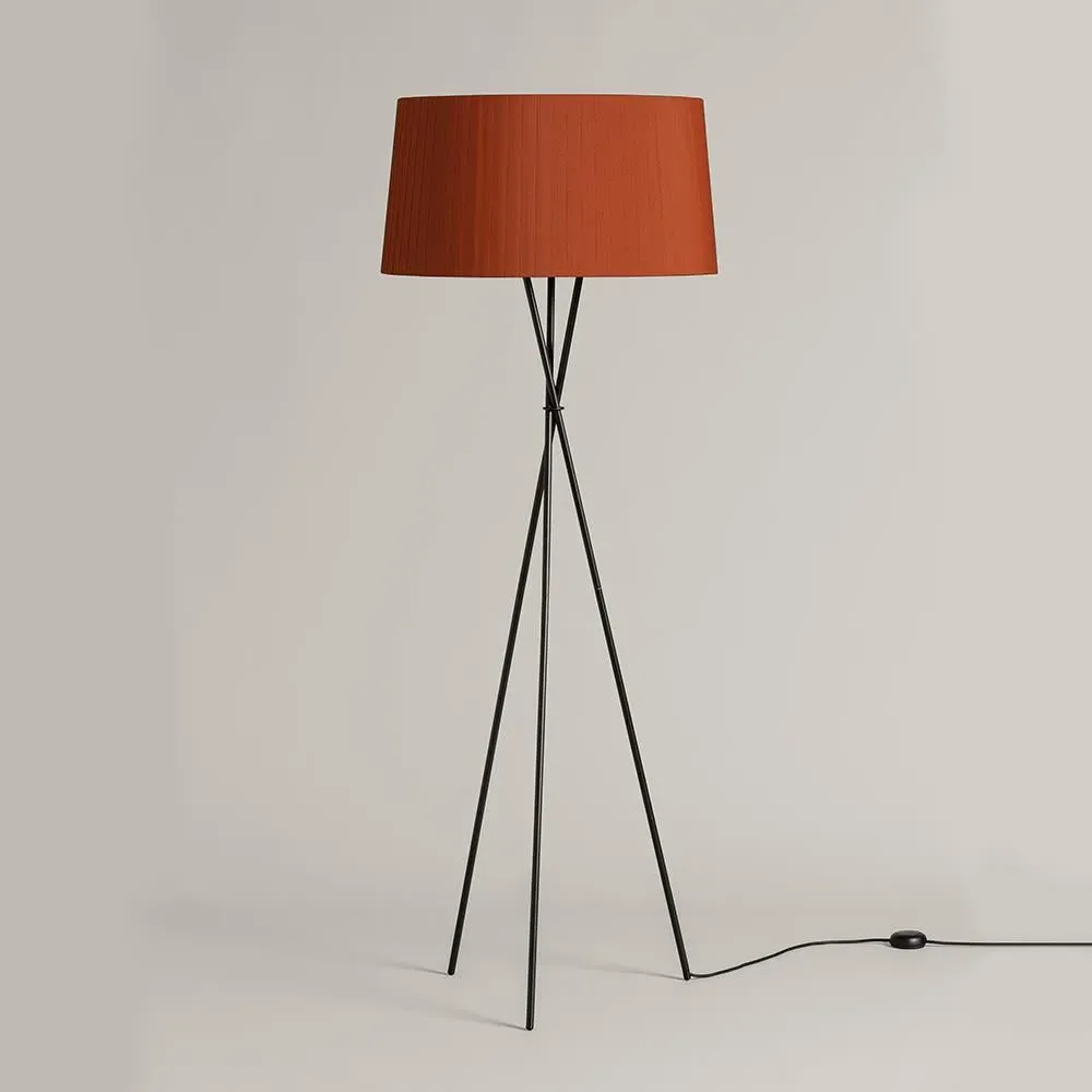 Tripod Floor Lamp with Ribbon Shade - Black