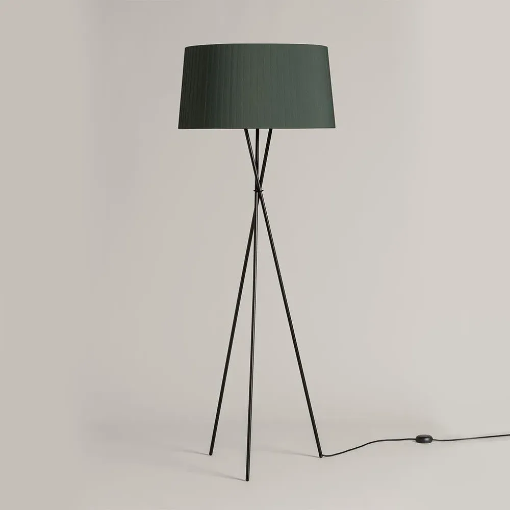 Tripod Floor Lamp with Ribbon Shade - Green
