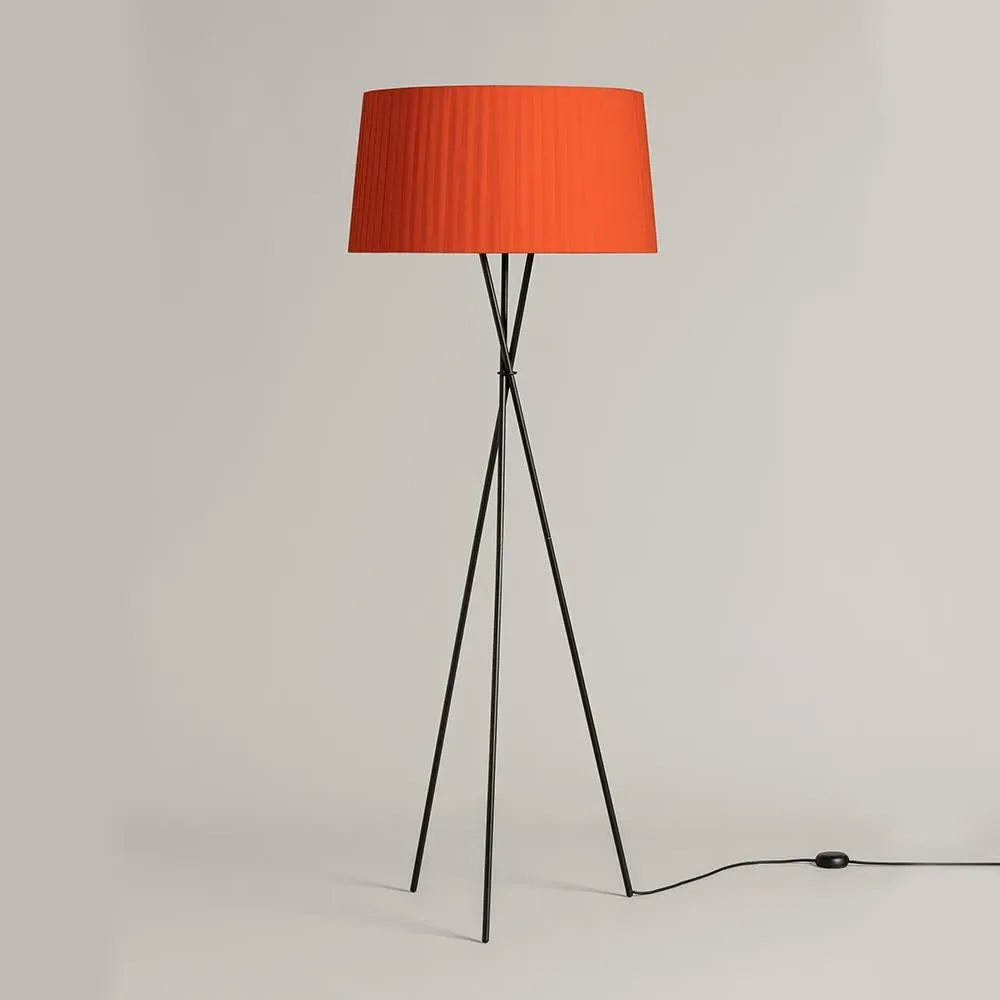 Tripod Floor Lamp with Ribbon Shade - Red