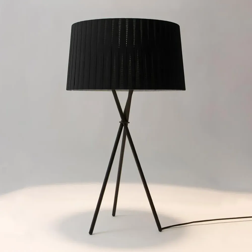 Tripod Table Lamp with Ribbon Shade - Black image