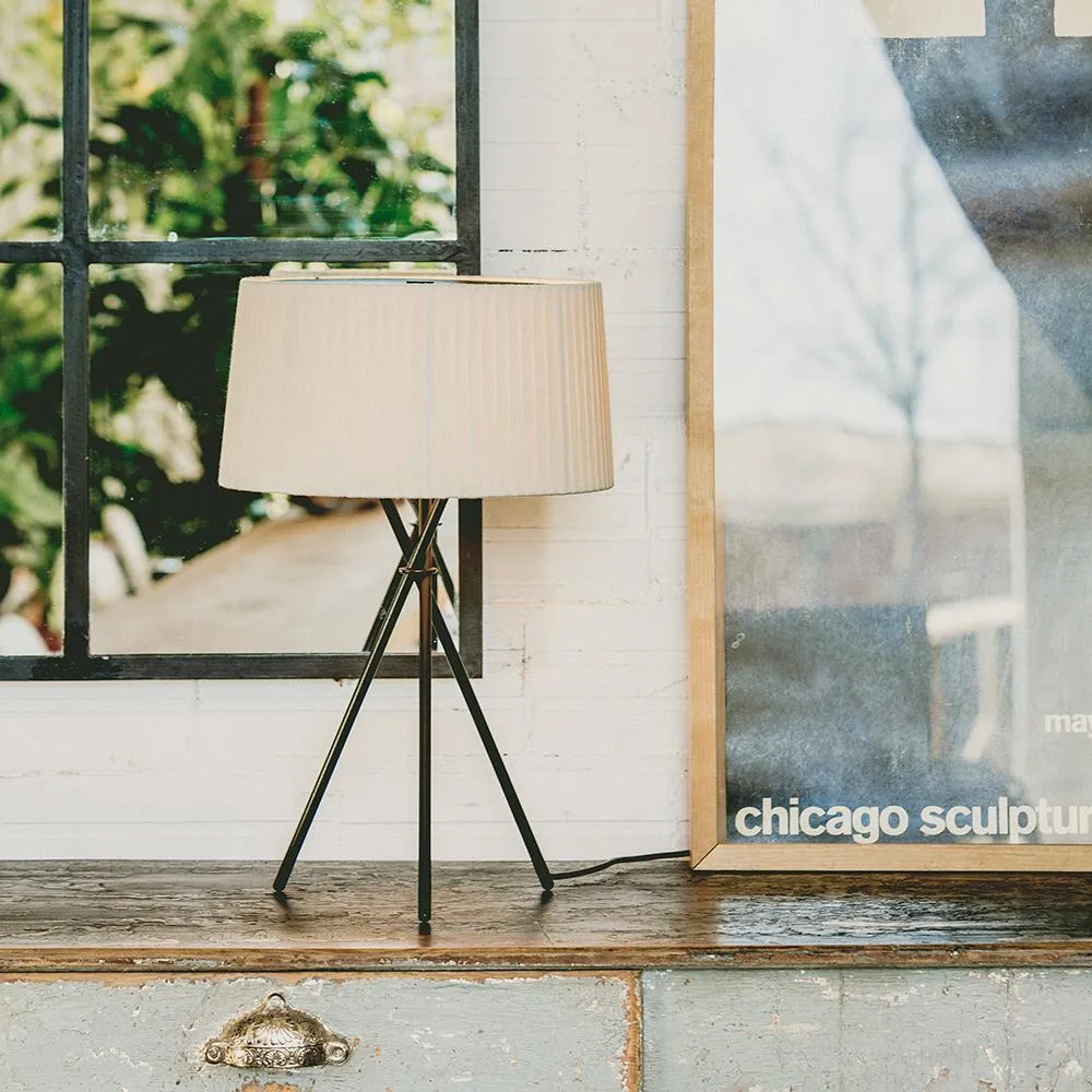 Tripod Table Lamp with Ribbon Shade - Green