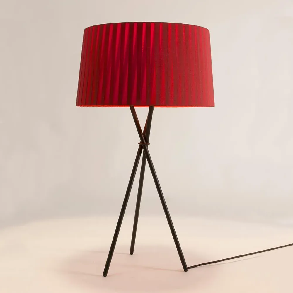 Tripod Table Lamp with Ribbon Shade - Red