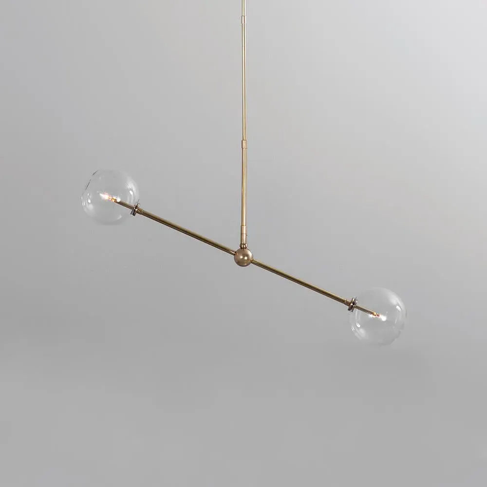 2-Globe Balance Pendant Light - Brass, Glass