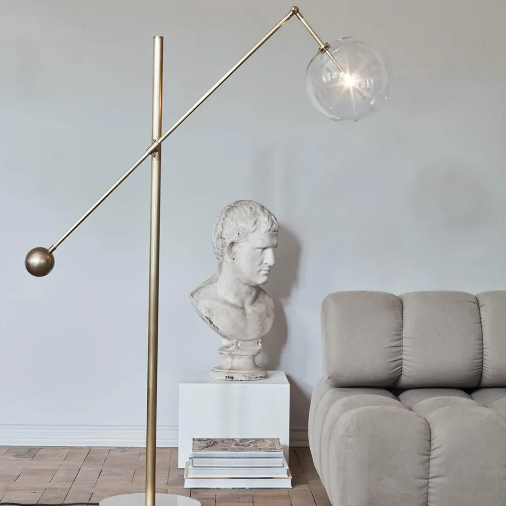 3-Arm Floor Lamp - Brass, Glass