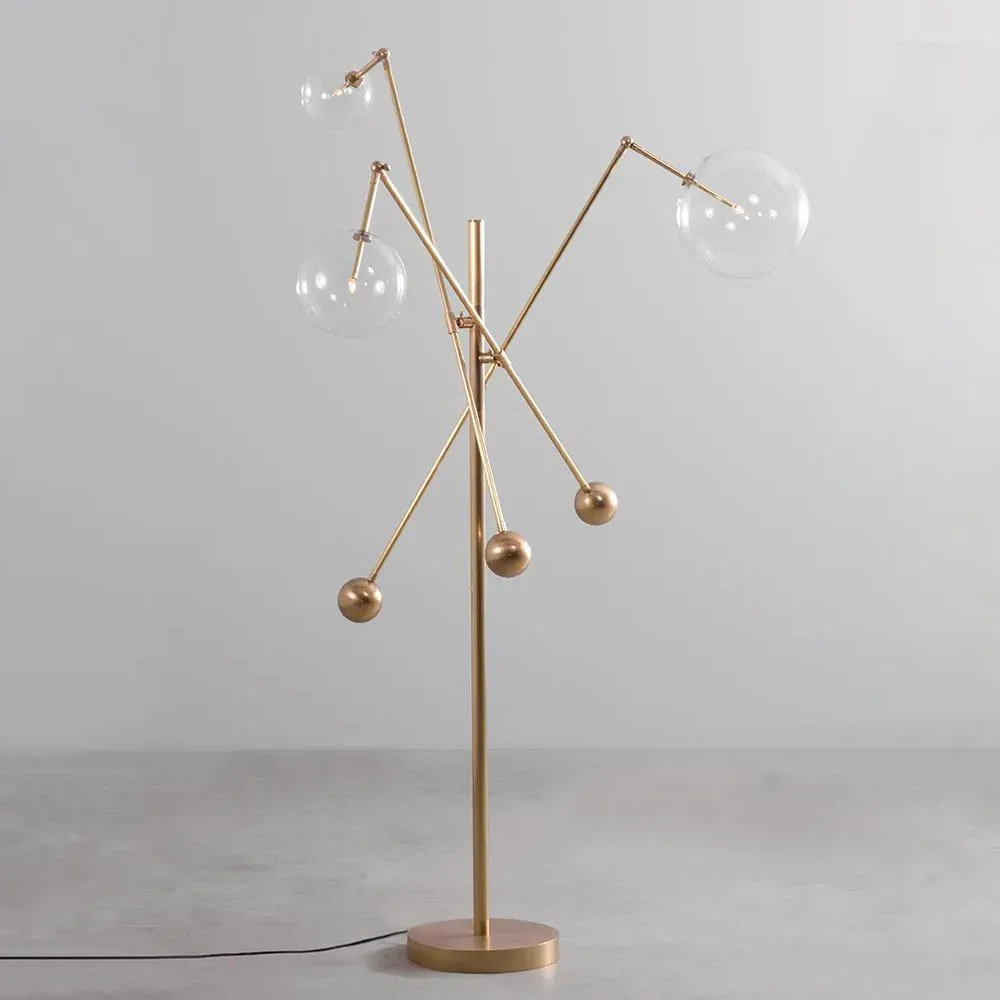 3-Arm Floor Lamp - Brass, Glass