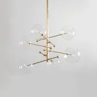6-Arm Pendant Light - Brass, Glass