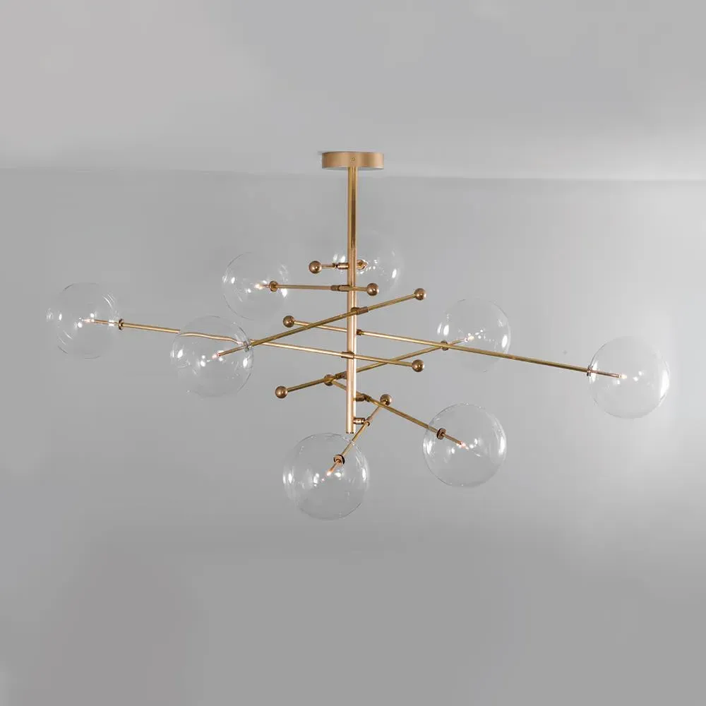 8-Arm Pendant Light - Brass, Glass