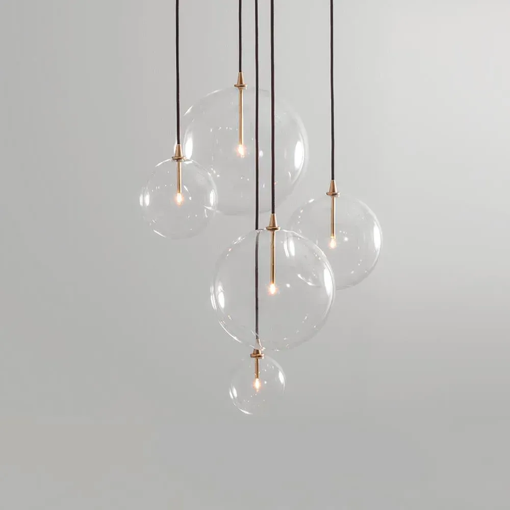 Cluster Chandelier with Glass Globes - Brass image