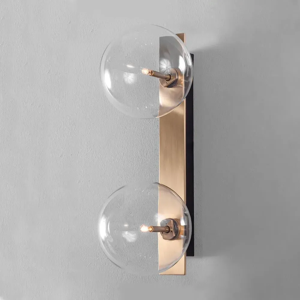 Dual Wall Sconce Light - Brass, Glass