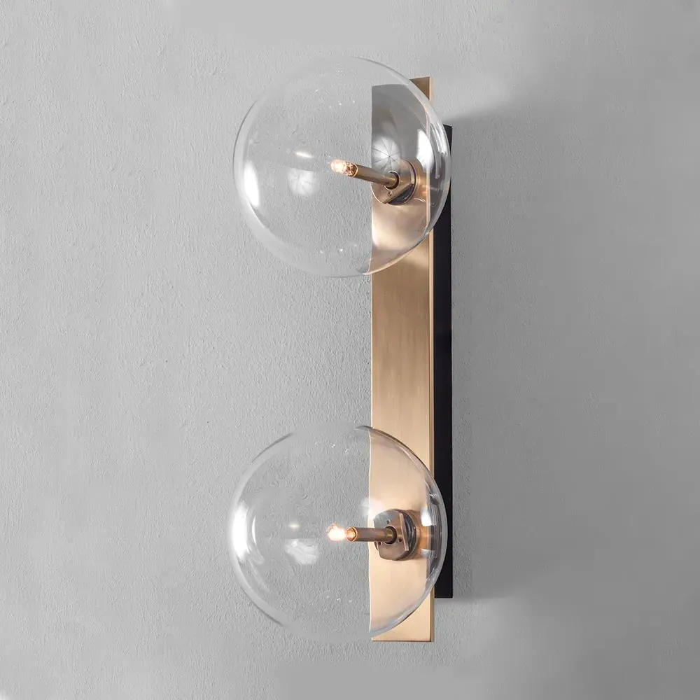 Dual Wall Sconce Light - Brass, Glass image
