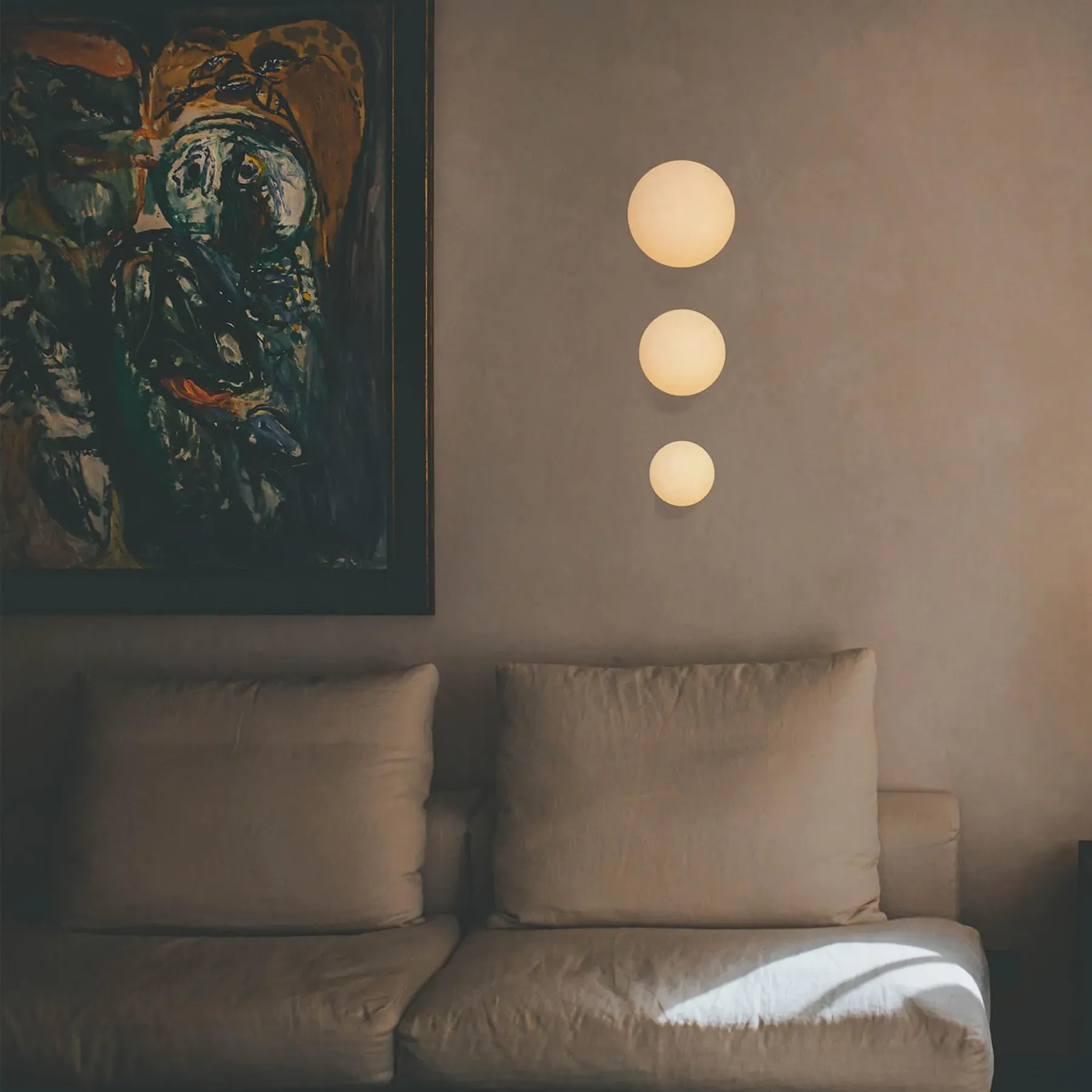 Large Wall Light with Marble Glass - Black, Metal