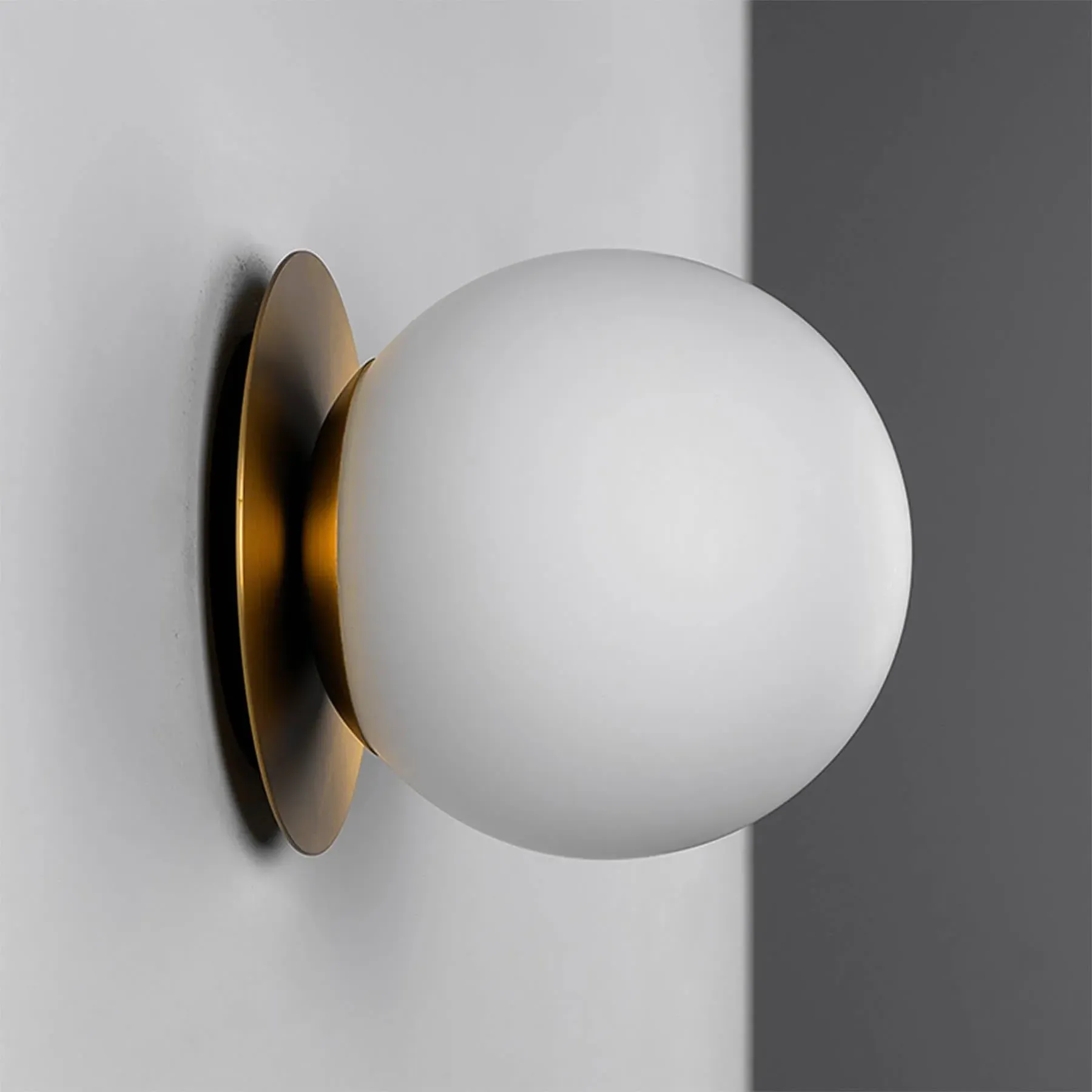 Large Wall Light with Opal Shade - Black, Metal