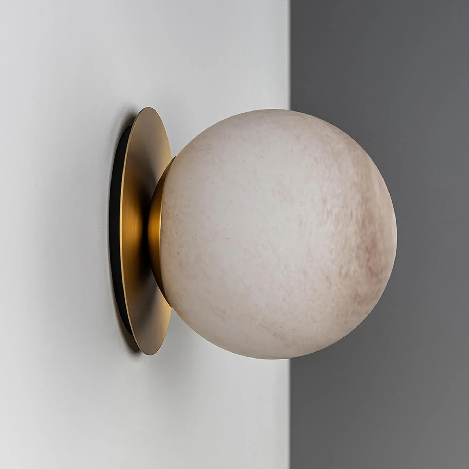 Small Wall Light with Globe Shade - Brass, Metal