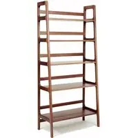 5-Shelf Shelving Unit - Walnut, Solid Wood