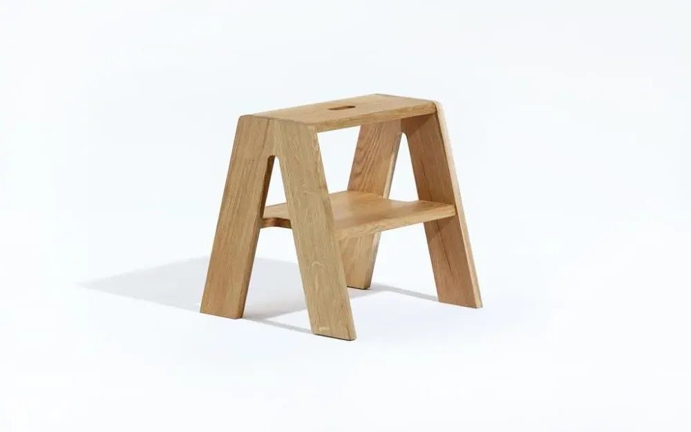 Step Stool with Handle - Oak, Solid Wood image