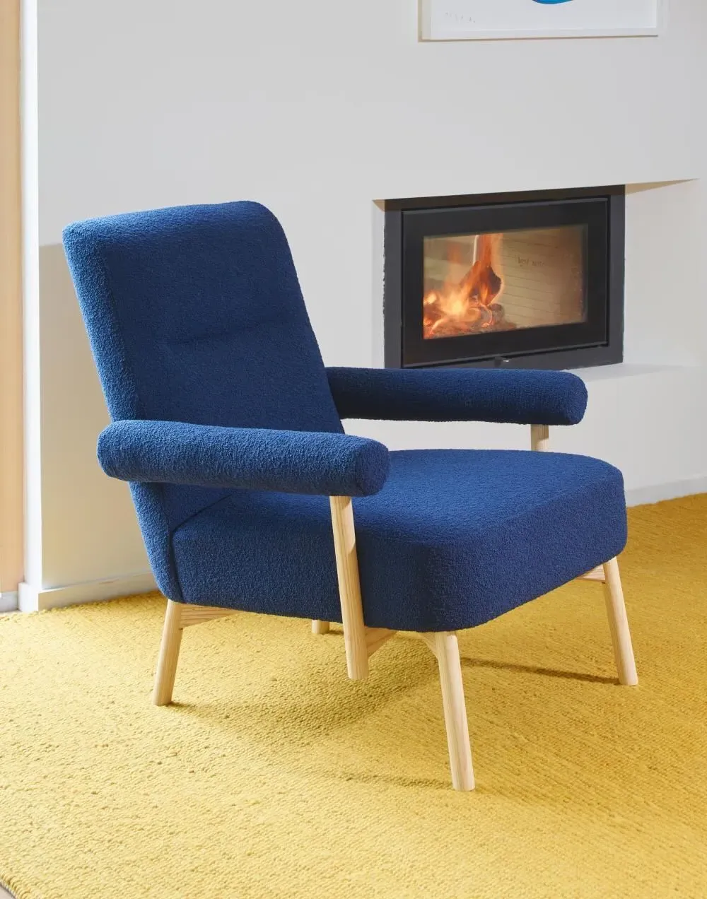 Upholstered Armchair with Open Arms - Eggshell