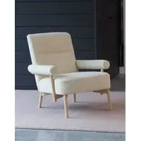 Upholstered Armchair with Open Arms - Eggshell
