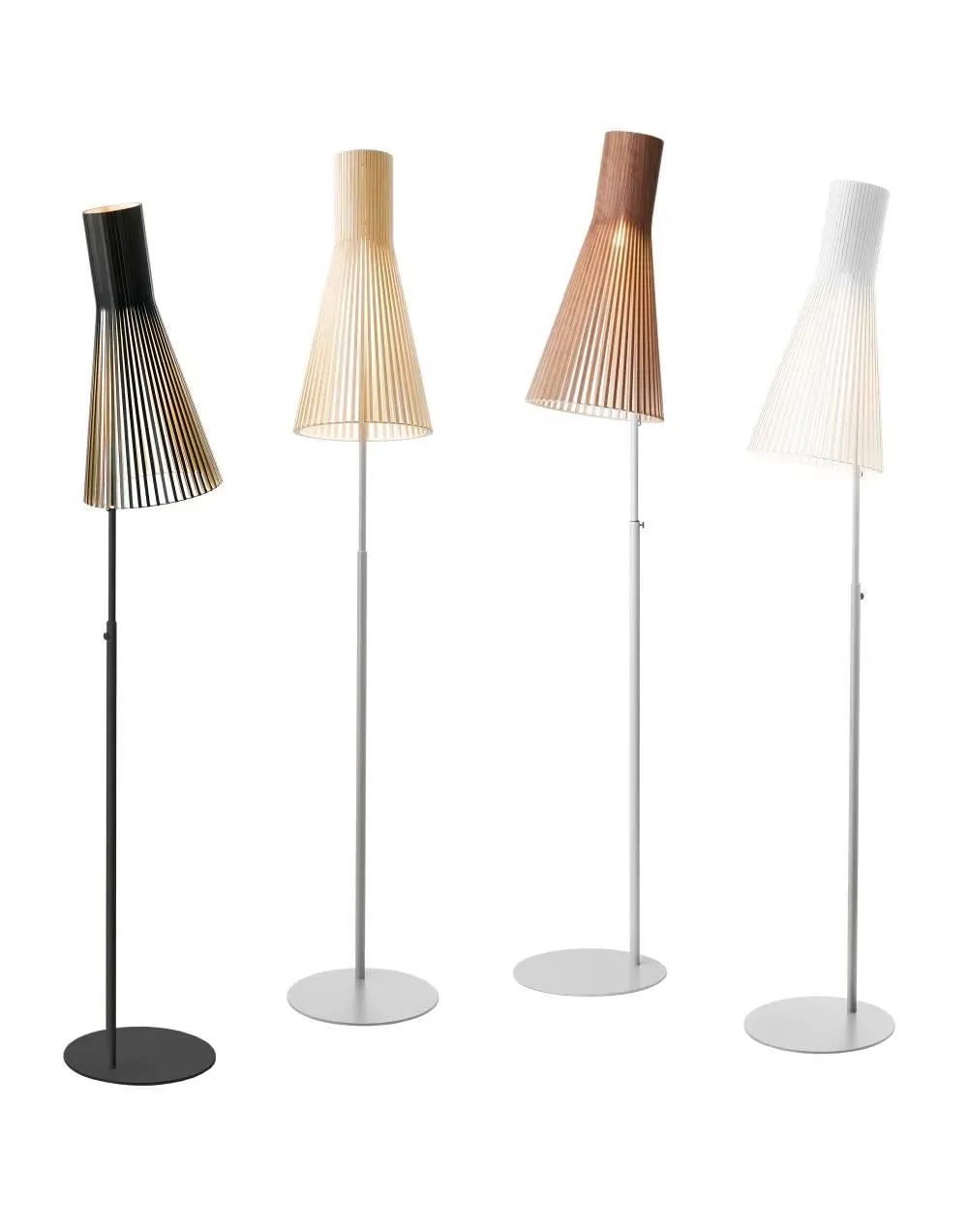 Conical Floor Light - White, Birch
