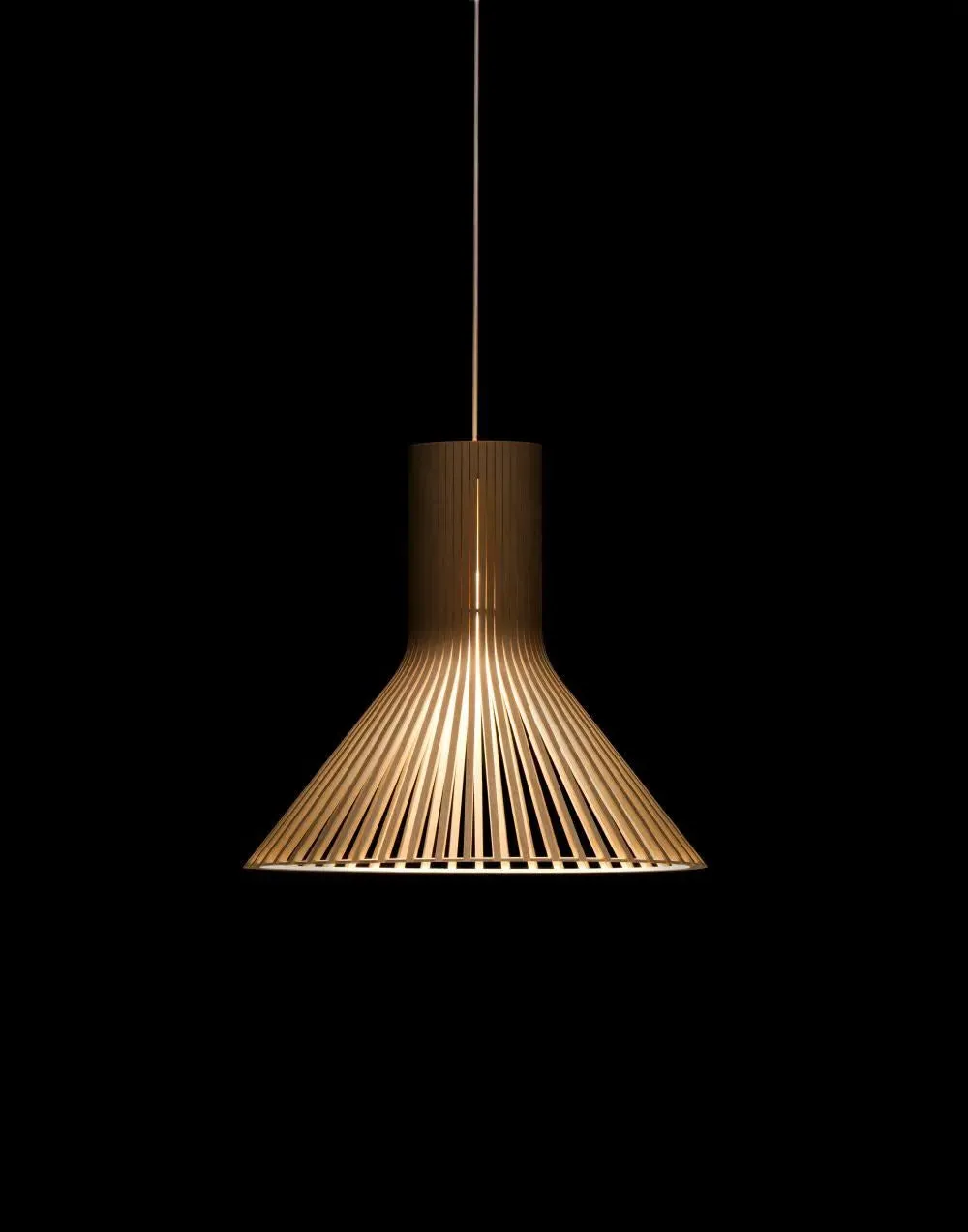 Flared Pendant Light - Black, Birch