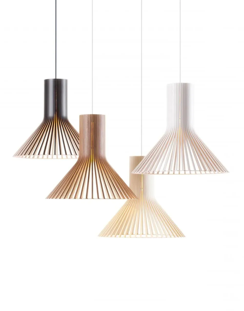 Flared Pendant Light - White, Birch