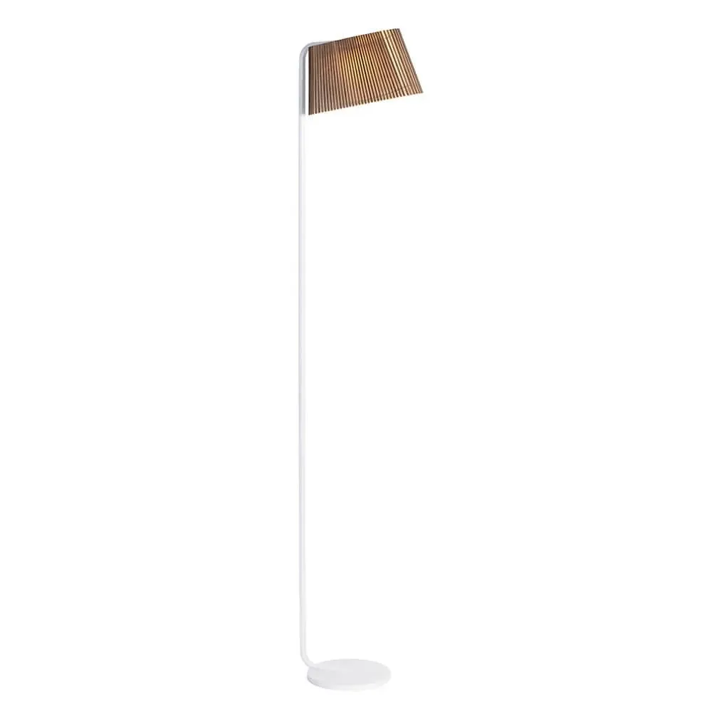 Floor Lamp with Slender Design - White, Birch