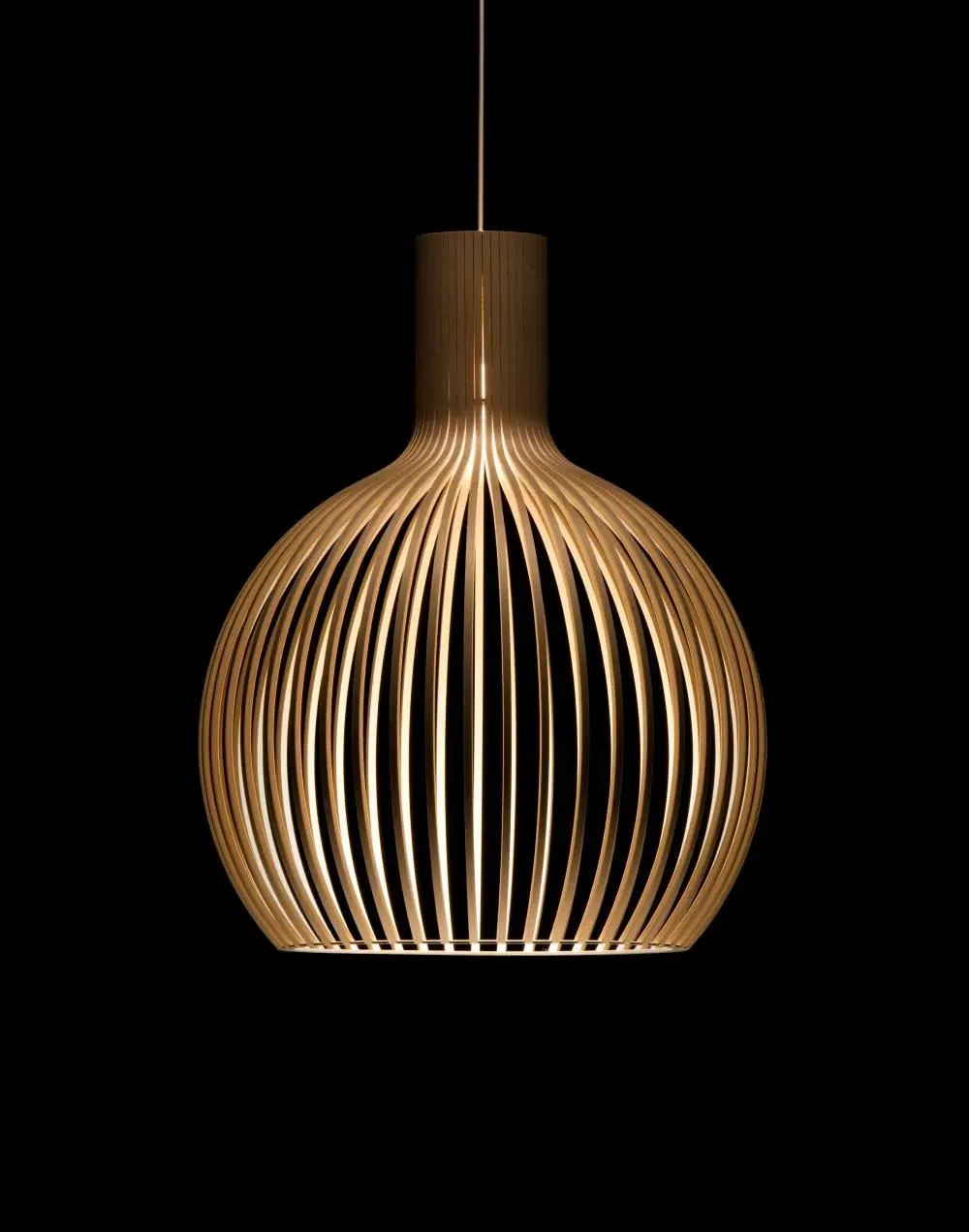 Large Pendant Light - White, Birch