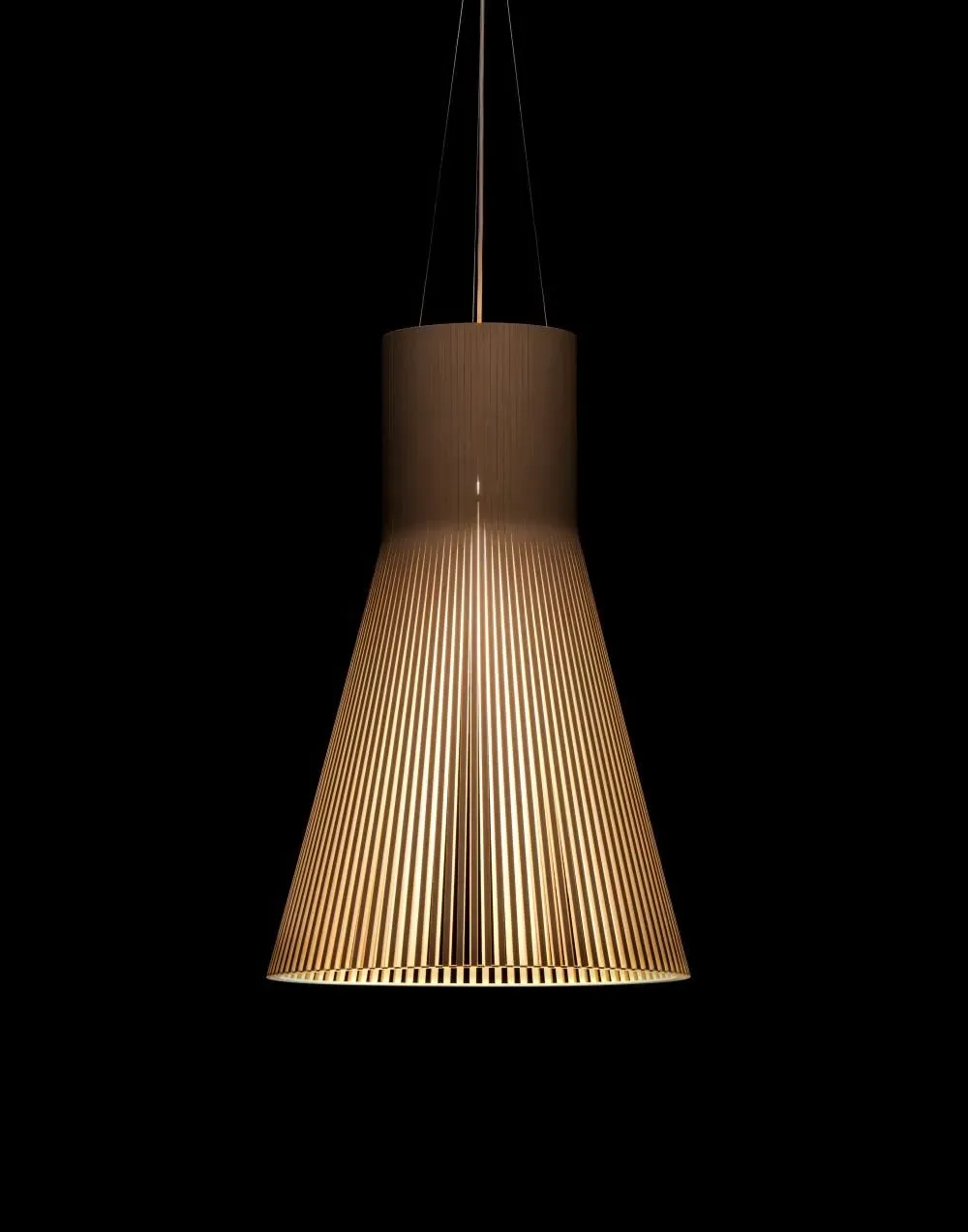 Large Pendant Light with Slats - Black, Birch