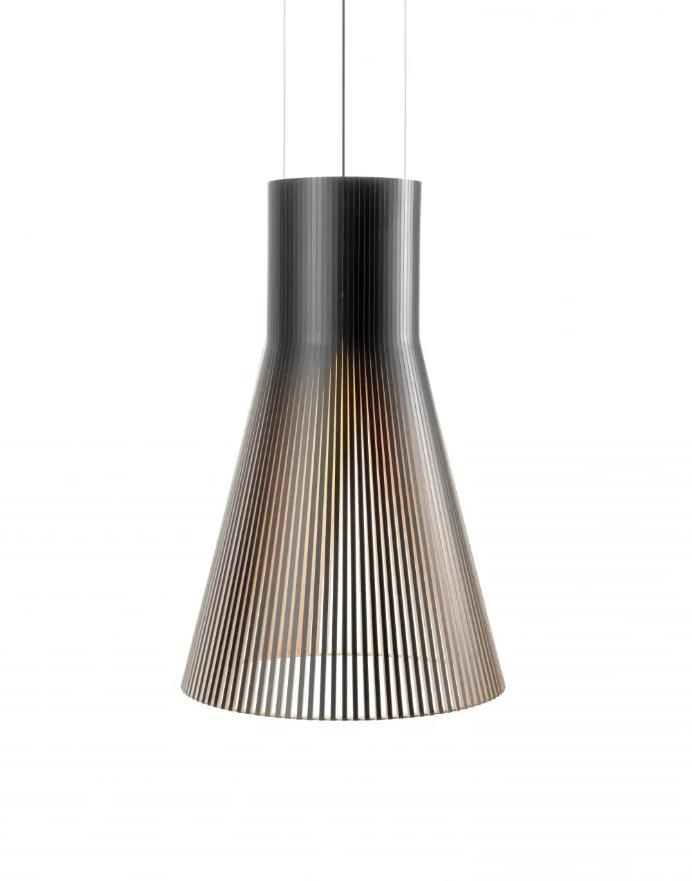 Large Pendant Light with Slats - White, Birch