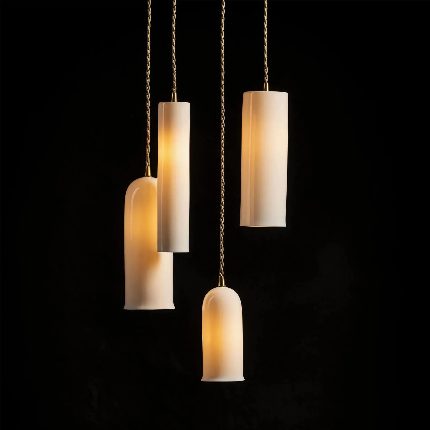 Cylinder Pendant Light No3 - White, Bone China