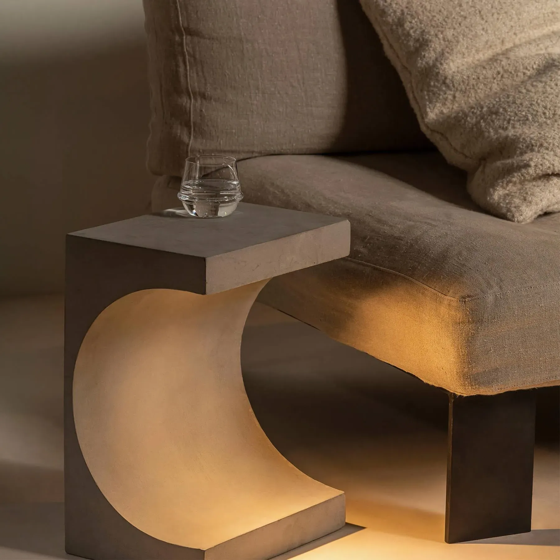 Tangent Side Table with Light - Concrete