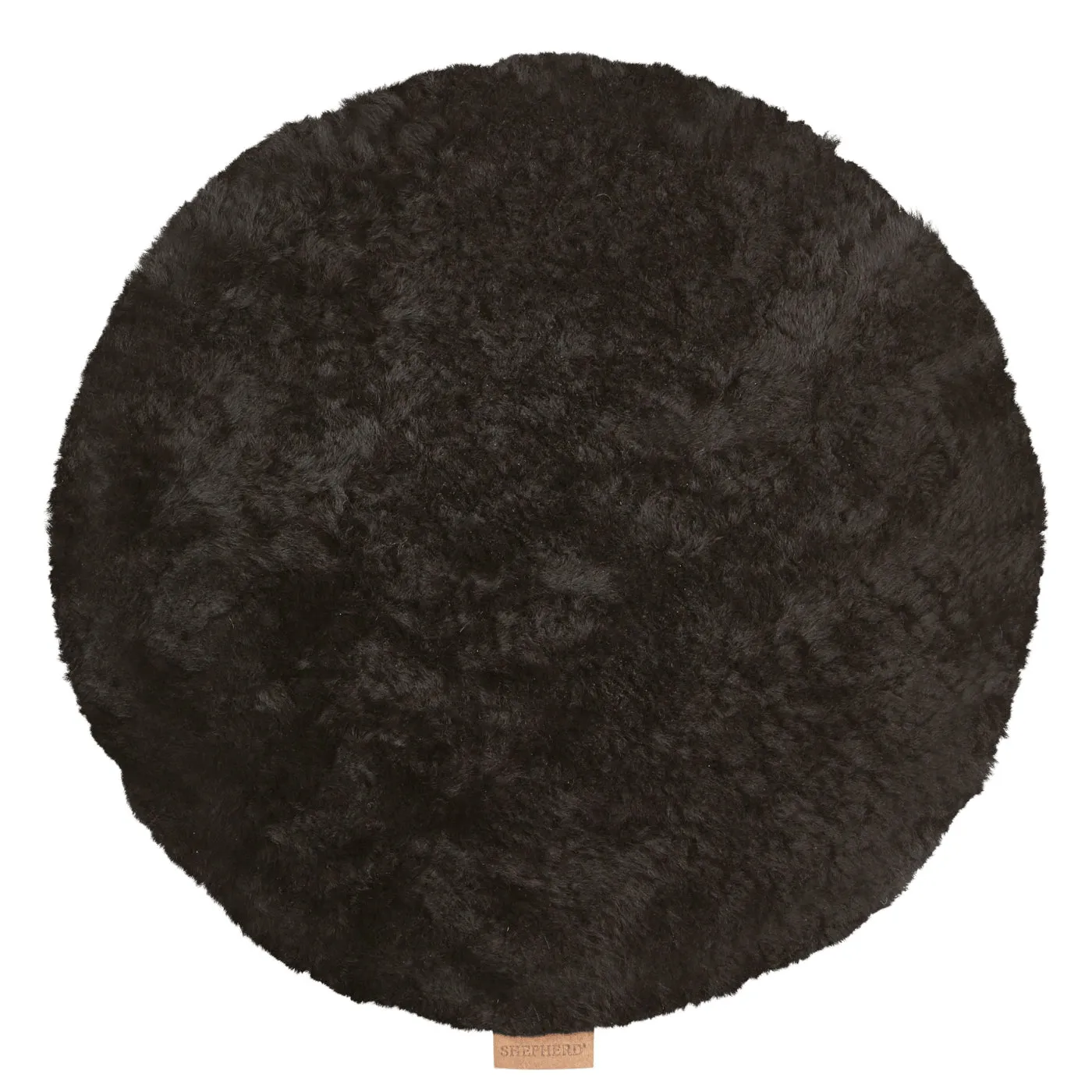 Round Chair Cushion with Anti-Slip - Black, Sheepskin image