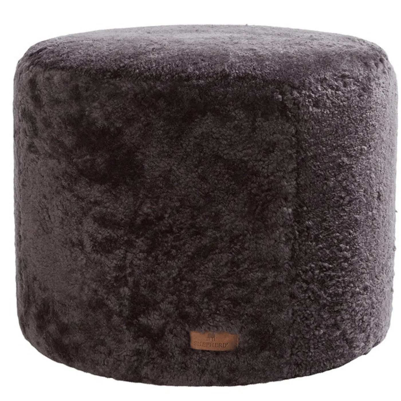Round Pouffe with Foam Top - Carbon, Sheepskin image
