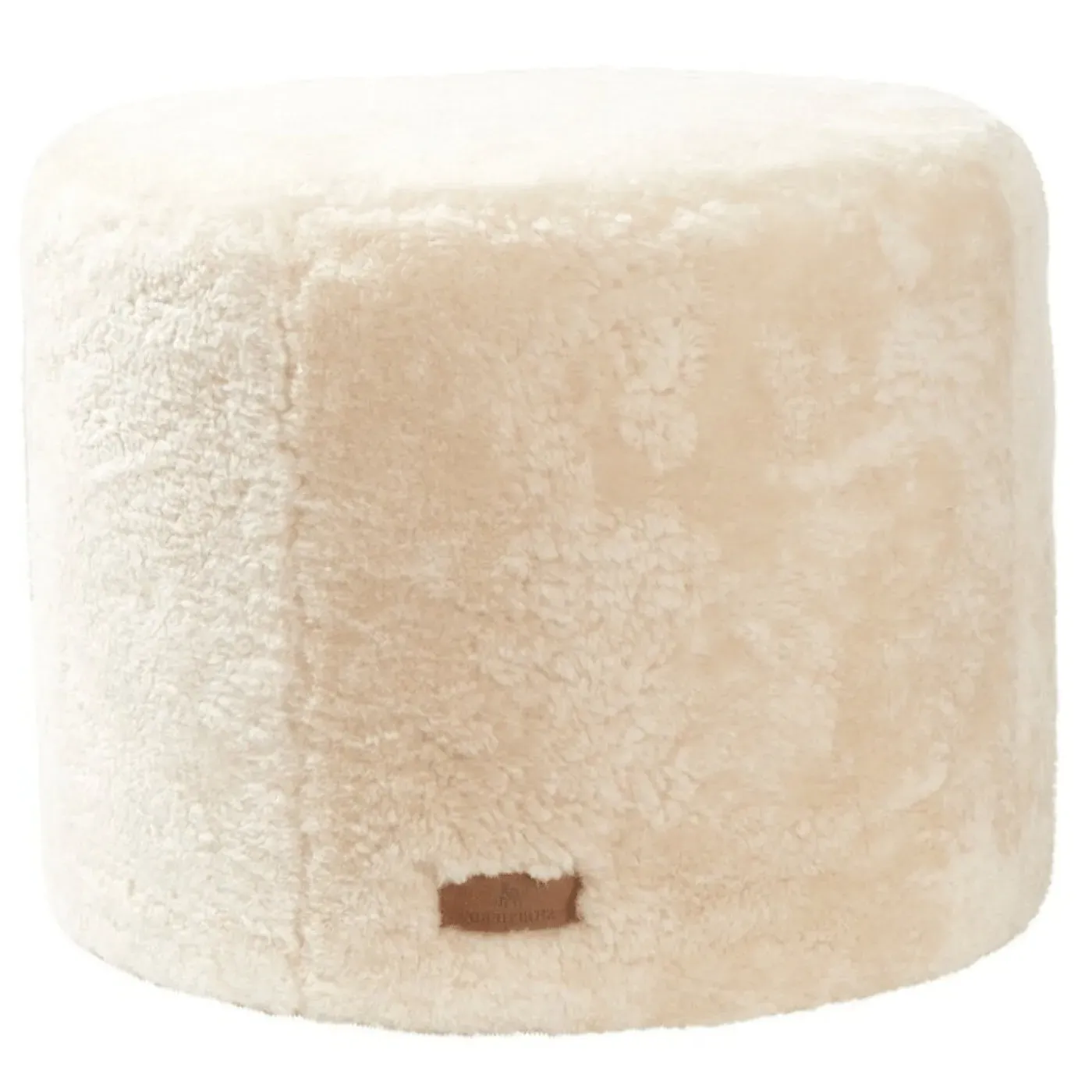 Round Pouffe with Foam Top - Creme, Sheepskin
