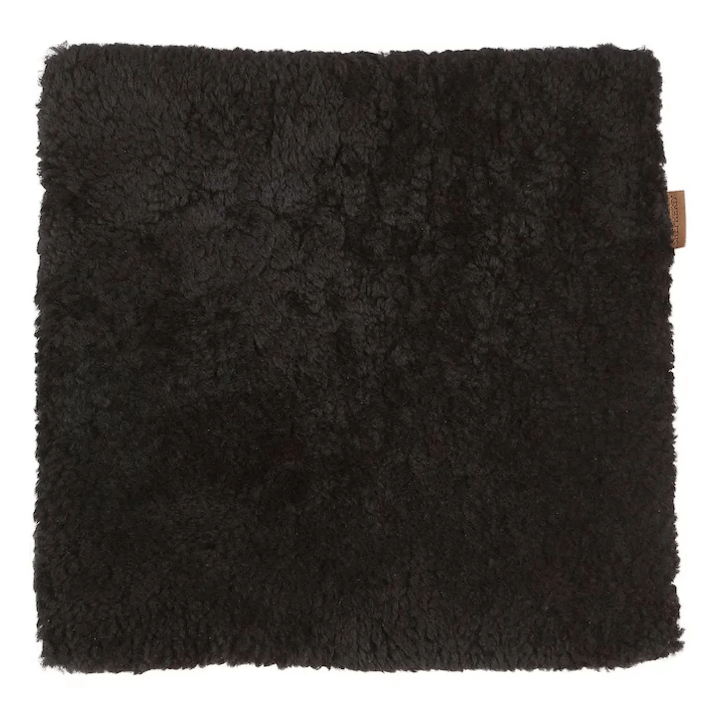 Square Chair Cushion with Anti-Slip - Black, Sheepskin