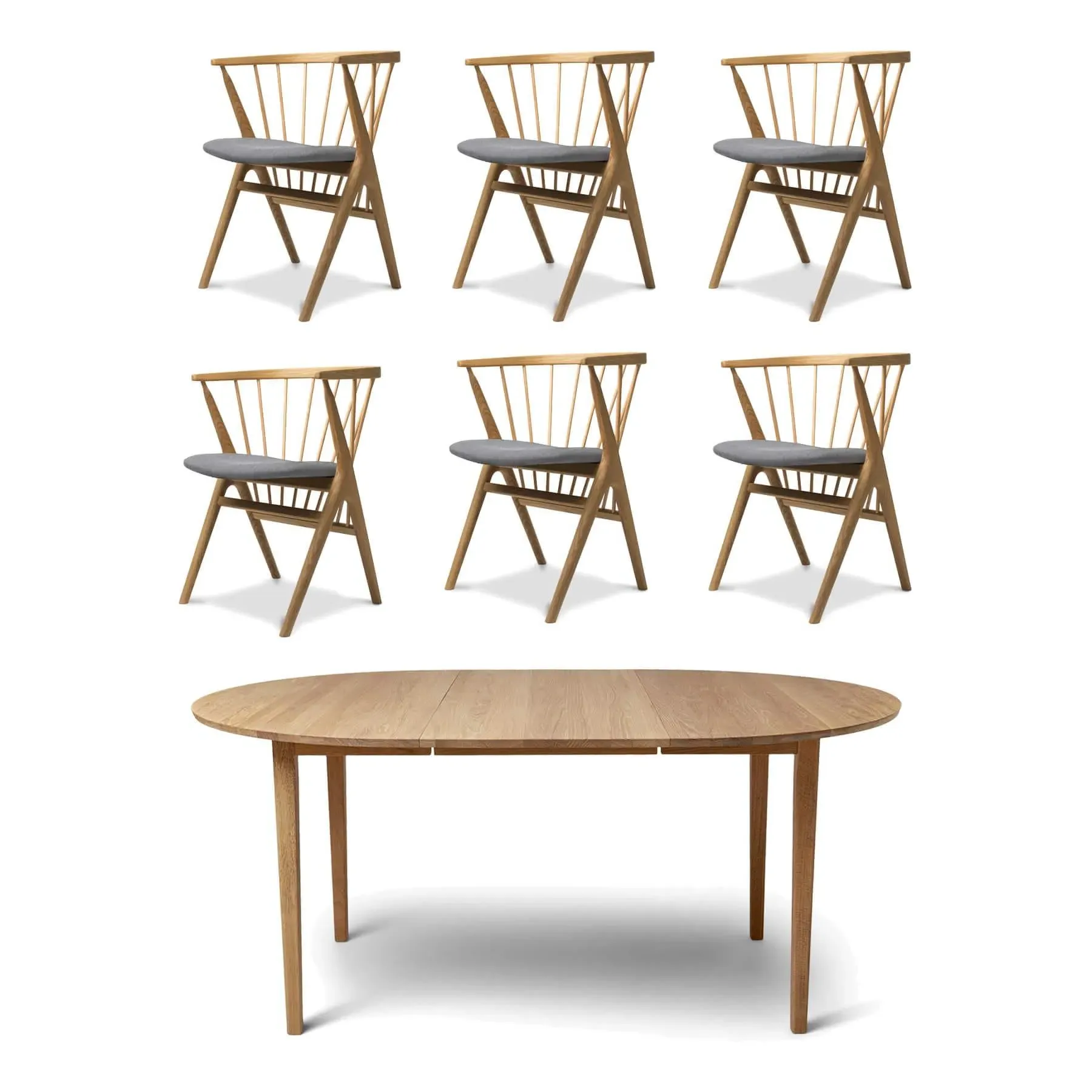 6-Piece Dining Set with Extension - Oak