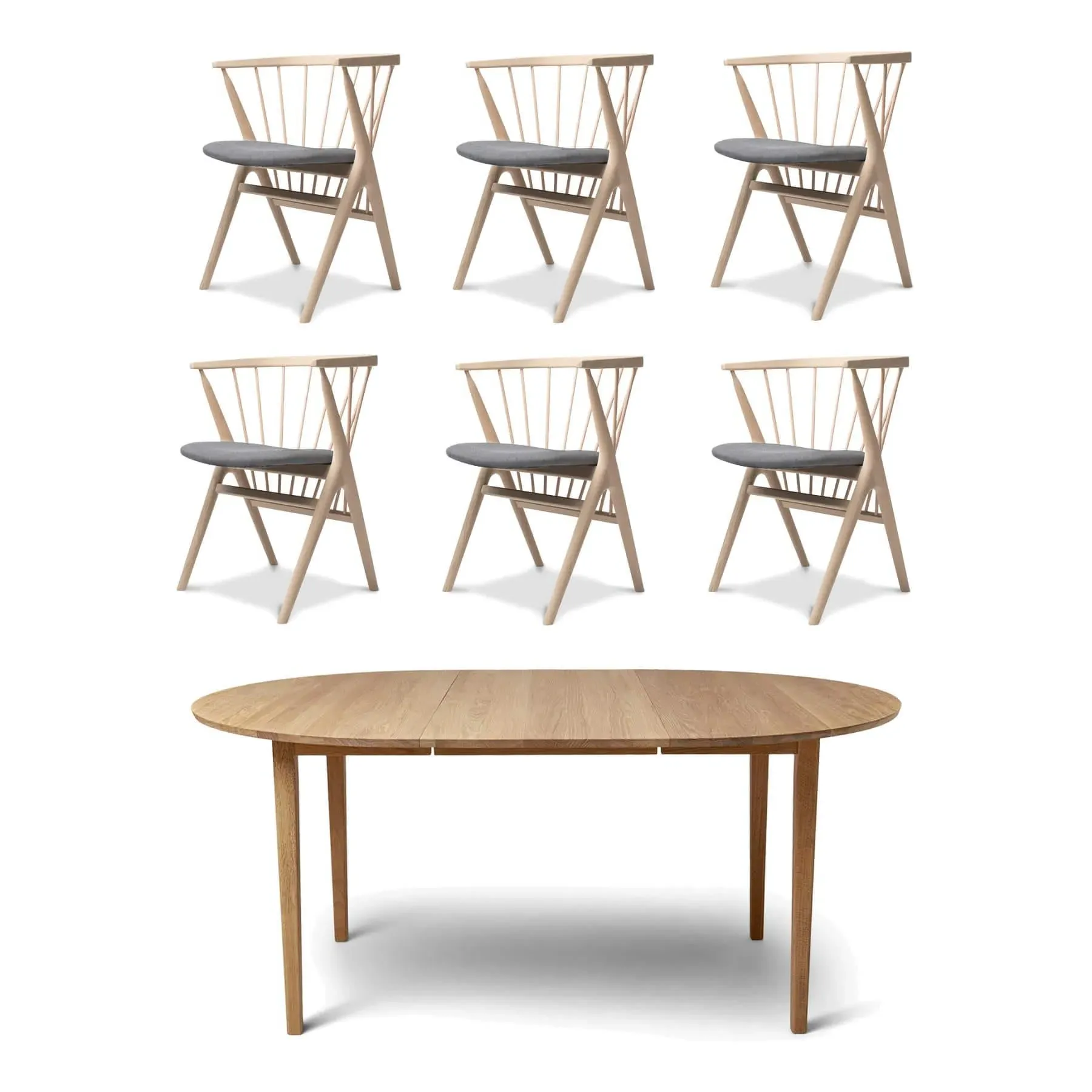 6-Piece Dining Set with Extension - White, Oak