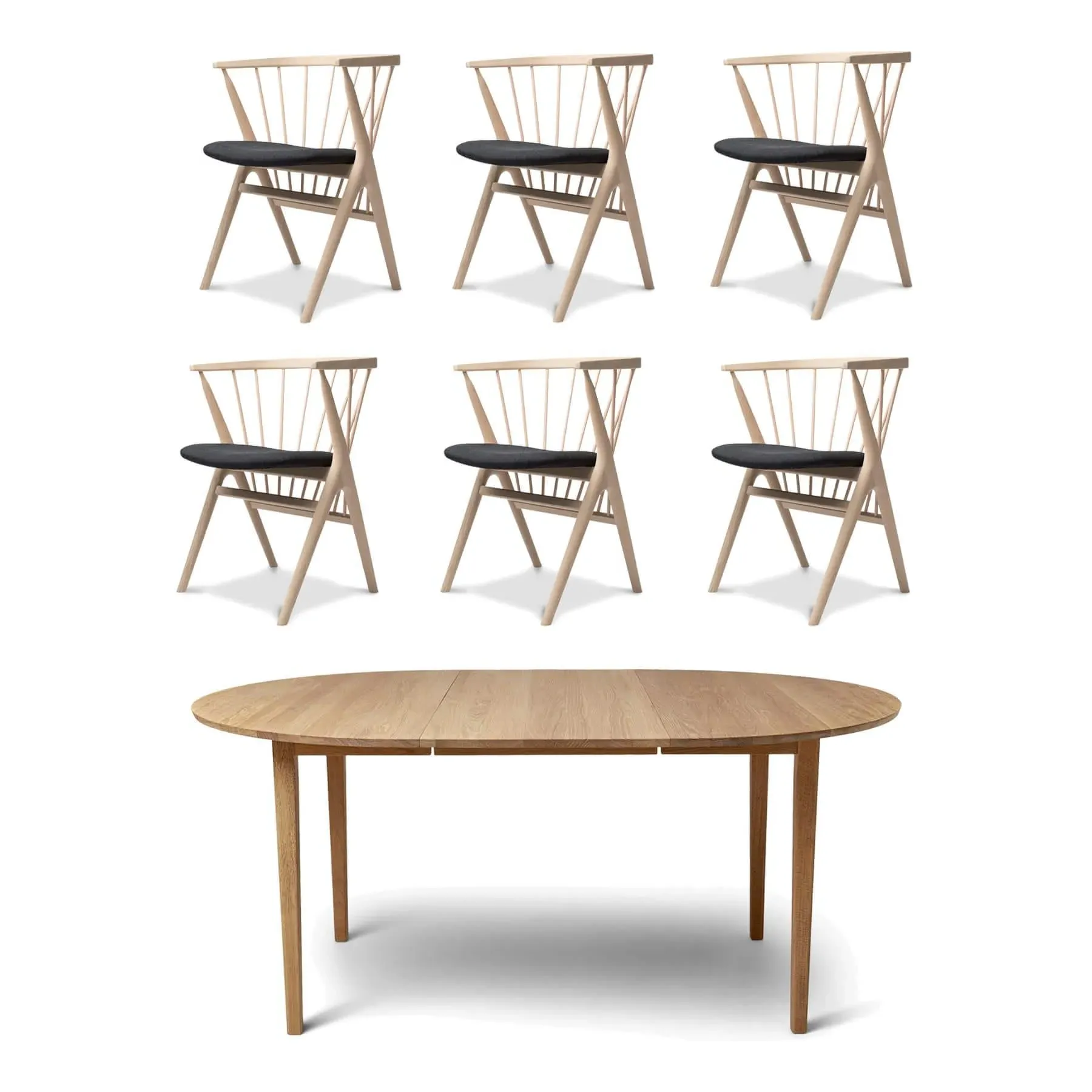 6-Piece Dining Set with Extension - White, Oak image