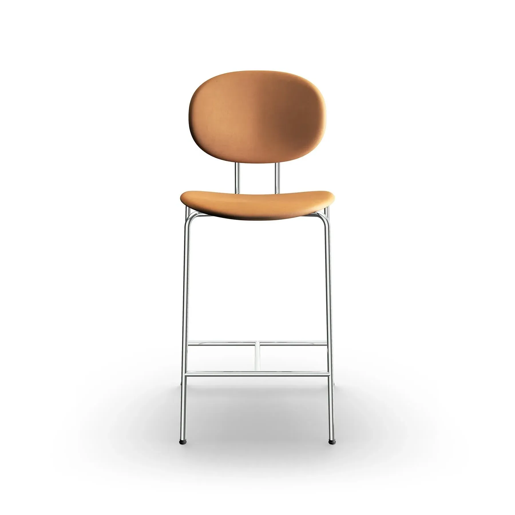 65cm Bar Chair Upholstered - Cognac, Leather image