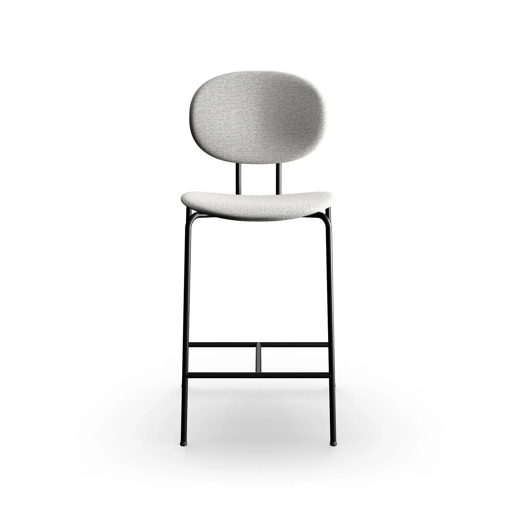 65cm Bar Stool Upholstered - Black Steel