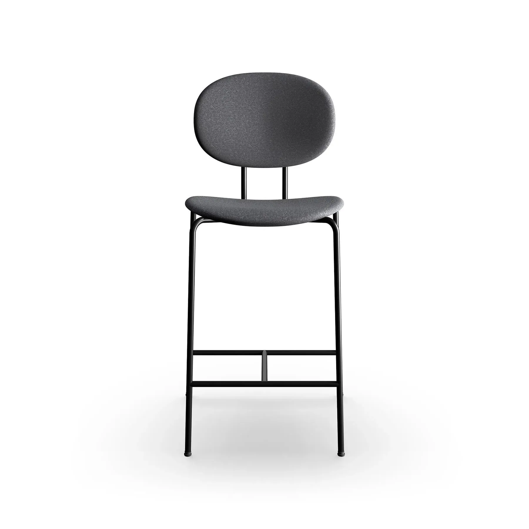 65cm Bar Stool Upholstered - Black Steel
