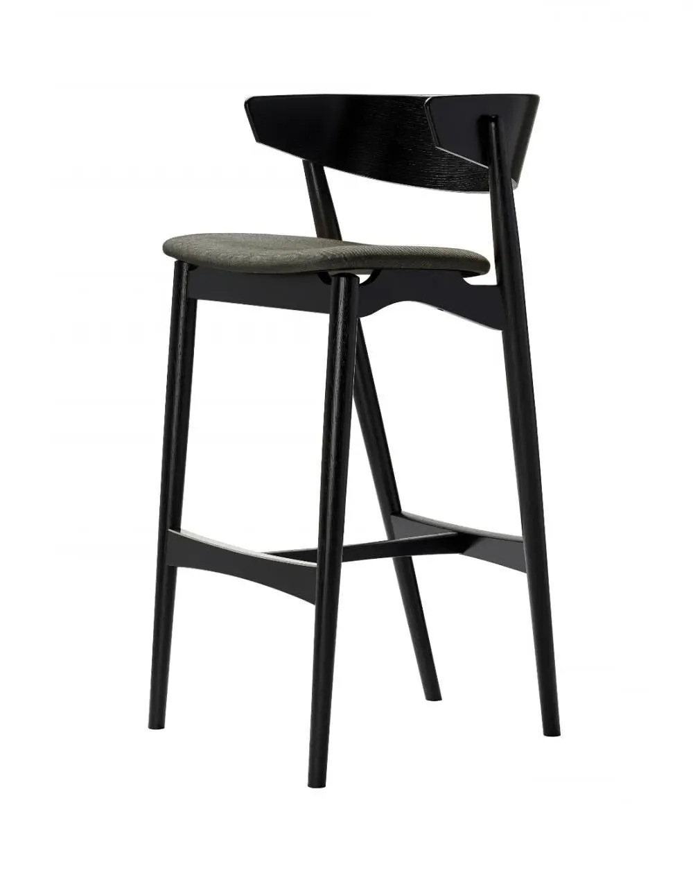 65cm Bar Stool with Backrest - Black Oak image