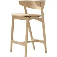 65cm Bar Stool with Backrest - Honey, Leather