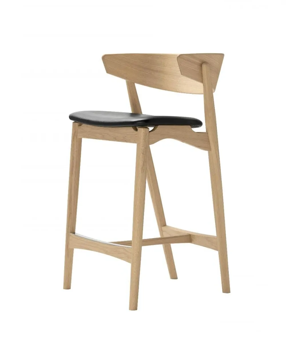 65cm Bar Stool with Backrest - Oak